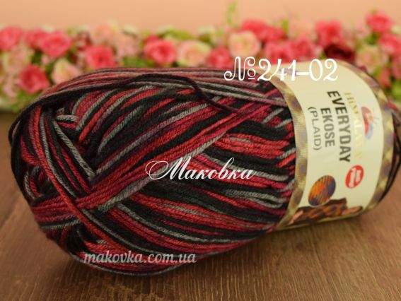 Everyday EKOSE plaid Himalaya пряжа 241-02 черный-бордо