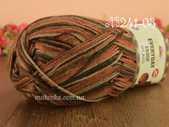 Everyday EKOSE plaid Himalaya пряжа 241-03 коричн.