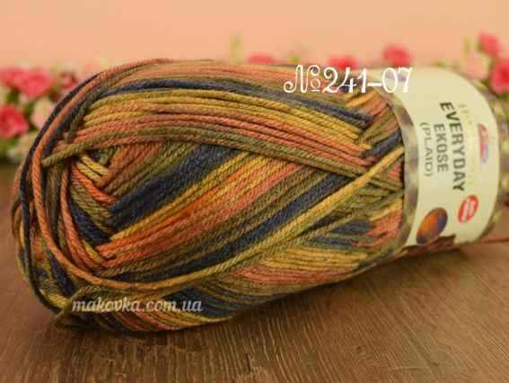 Everyday EKOSE plaid Himalaya пряжа 241-07 син.-желт.-кор.