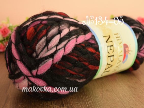 NEPAL Himalaya пряжа 134-05 черно-красно-розовый