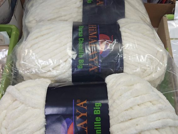 Bursa BIG Chenille Himalaya стокова пряжа в асортименті Молочный (кремовый)