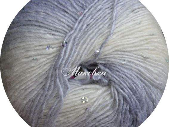 Pinar Pullu Space Himalaya пряжа з паєтками 62001 белый, серый, пайетки