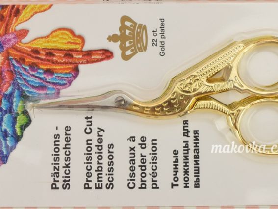 Ножиці для обрізки ниток Цапельки, Італія, 9479 Madeira з позолотою 24к