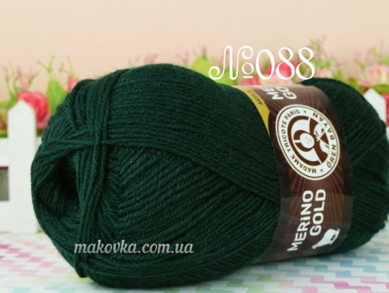 Merino Gold Madame Tricote пряжа 088 темний зелений