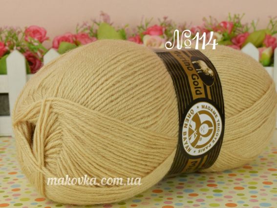Merino Gold Madame Tricote пряжа 114 крем-беж
