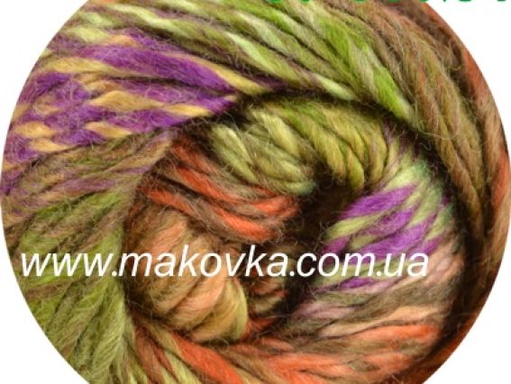 Artist Nako пряжа 85924 зеленые, фиолетовые, терракотово-коричневые оттенки