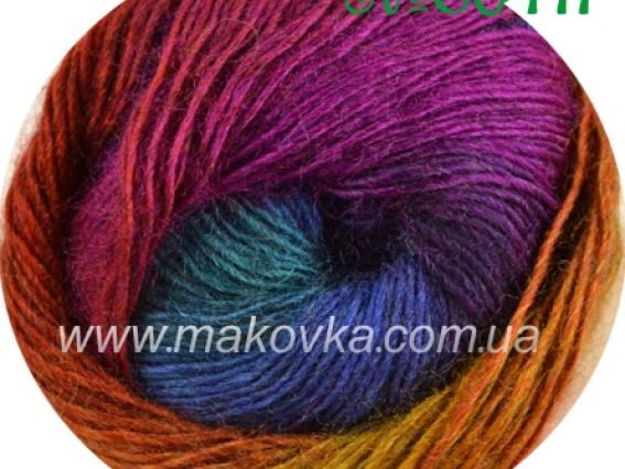 Arya Ebruli Nako пряжа 86411 яркие желто-рыжие, фиолетово-синие оттенки