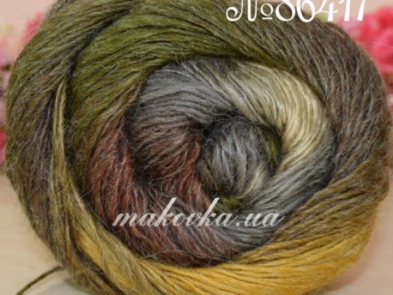 Arya Ebruli Nako пряжа 86417 горчично-зелено-серо-коричневые оттенки
