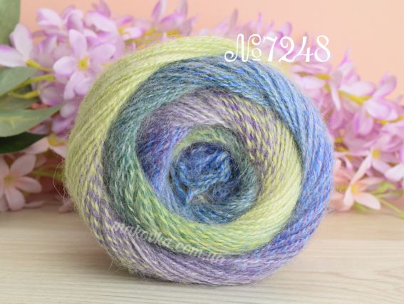 Moher Colorflow Nako пряжа 7248 жовтий-блакитний-зелений-бузковий