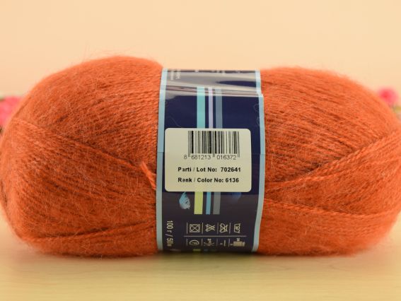 Mohair Delicate Nako пряжа 6136 терак.