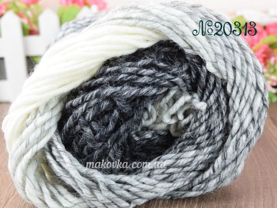 Ombre Nako пряжа 20313 молочно-черный