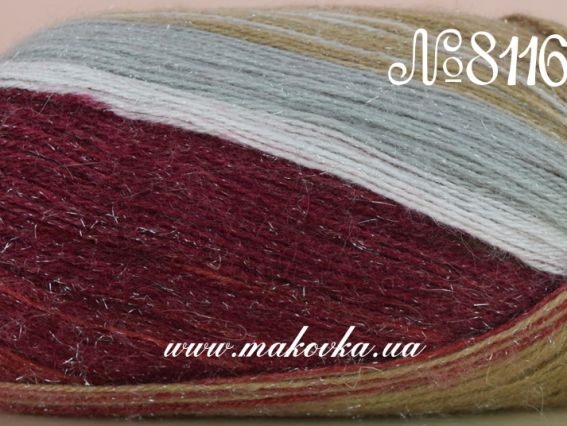 Moher Special Romantik Jakar Nako пряжа 81161 серо-бордово-бежевый с серебром
