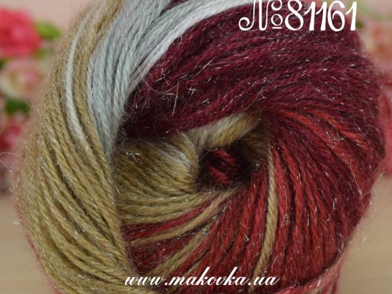 81161 серо-бордово-бежевый с серебром