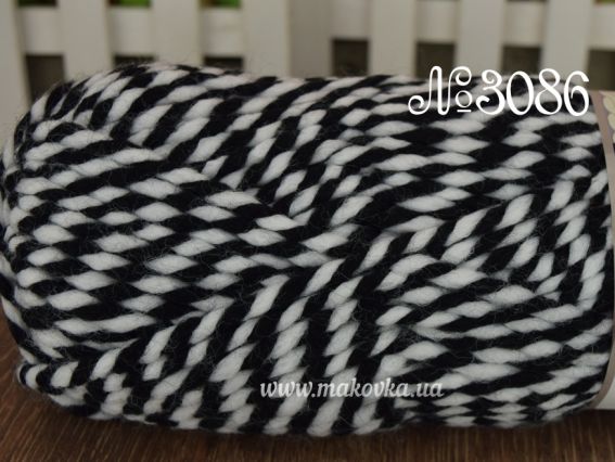 Spaghetti Nako пряжа 3086 черно-белый меланж