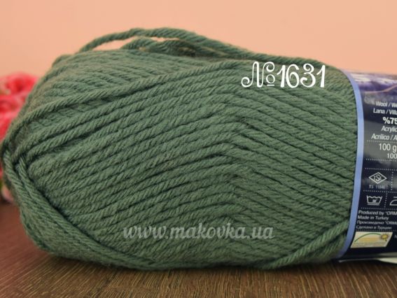 Sport Wool Nako пряжа 1631 зелено-сероватый приглушенный