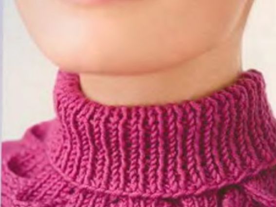 Интересная отделка воротника спицами