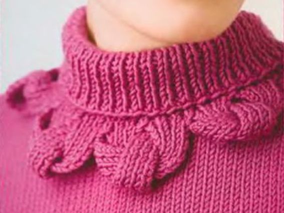 Интересная отделка воротника спицами 3