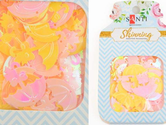 Набор пайеток Зонтики желтые и розовые, 12 г. Santi 741479