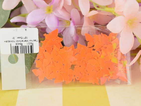 Конфетті Паєтки Метелики помаранчеві, 3г. , 18*15мм