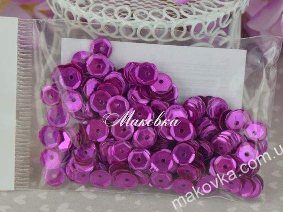 Паєтки шестигранні MT 43D 6мм 5 г фуксія