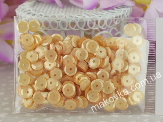 Паєтки шестигранні PAL6FC 3 6мм 5 г жовто-бежеві