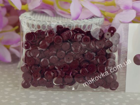 Паєтки шестигранні PAL6FC 3843 6мм 5 г гнила вишня темні