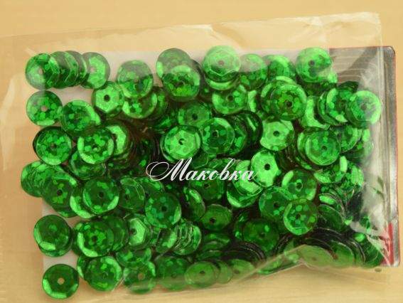 Пайетки шестигранные DMS 17D 6мм 5 г зеленые голографные ВДВ Пайетки шестигранные DMS 17D 6мм 5 г зеленые голографные ВДВ