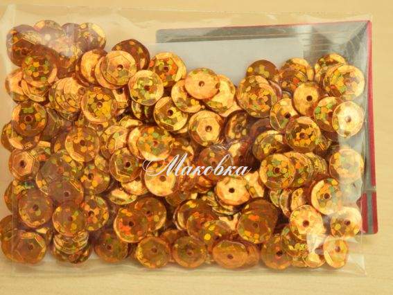 Пайетки шестигранные DMS 20L 6мм 5 г золото голографные ВДВ Пайетки шестигранные DMS 20L 6мм 5 г золото голографные ВДВ