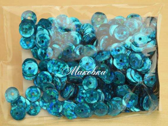 Паєтки шестигранні DMS 49D 6мм 6мм 5 г бірюзові голографні  Паєтки шестигранні DMS 49D 6мм 6мм 5 г бірюзові голографні 