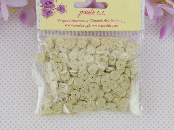 Шестигранні паєтки 6мм, колір Кремовий, Paula СЕ-6B4, 