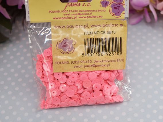 Шестигранні паєтки 6мм, колір Пудровий рожевий, Paula СЕ-6В10