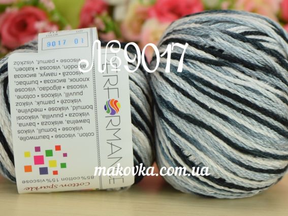 Cotton SPARKLE Performance пряжа 9017 черно-серая