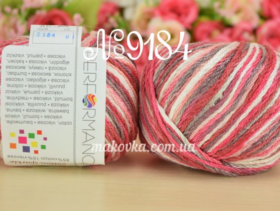 Cotton SPARKLE Performance пряжа 9184 бело-розовая