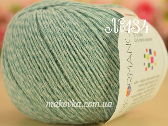 WOOLY Cotton Performance пряжа №134 мятный-белый