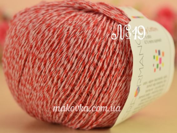 WOOLY Cotton Performance пряжа №19 красно-белый