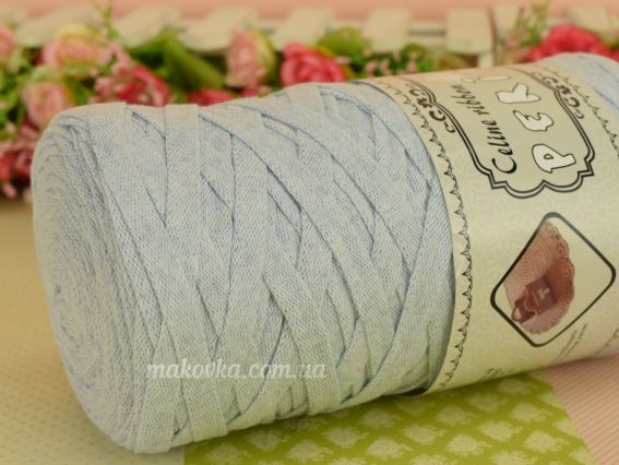 Celine ribbon Peria лента трикотажная, 1 Бобина бледно-голубой рябой