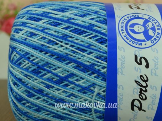 Perle 5 МЕЛАНЖ Madame Tricote 0199 сине-голубой
