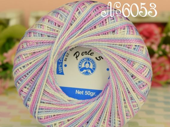 Perle 5 МЕЛАНЖ Madame Tricote 6053 розово-бело-сиренево-голубой