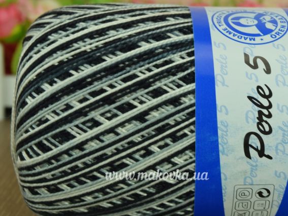 Perle 5 МЕЛАНЖ Madame Tricote 6216 черно-белый