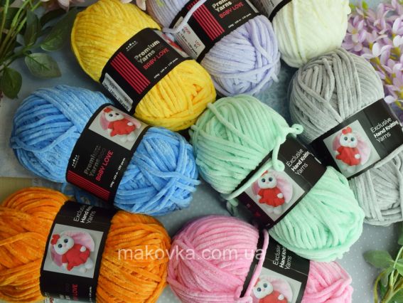 Пряжа Premium yarns Baby LOVE 100 Бебі Лав Преміум ярнс велюрові плюшеві нитки для в'язання