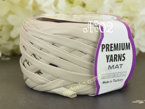LEATHER MAT Premium yarns стрічка трикотажна 02 сіро-бежевий