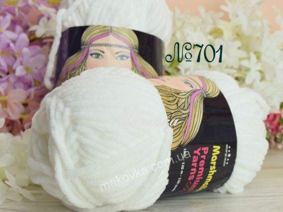 Marshmallow Premium yarns пряжа 701 білий