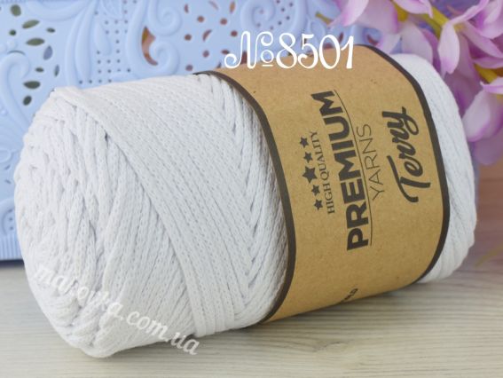 Terry Premium yarns шнур бавовняний макраме  8501 білий