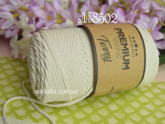 Terry Premium yarns шнур бавовняний макраме  8502 молочний