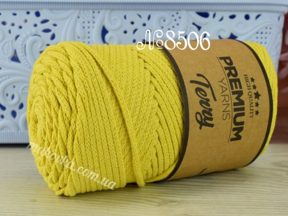 Terry Premium yarns шнур бавовняний макраме  8506 жовтий