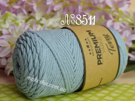 Terry Premium yarns шнур бавовняний макраме  8511 блакитний