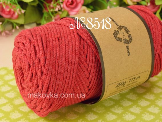 Terry Premium yarns шнур бавовняний макраме  8518 червоний