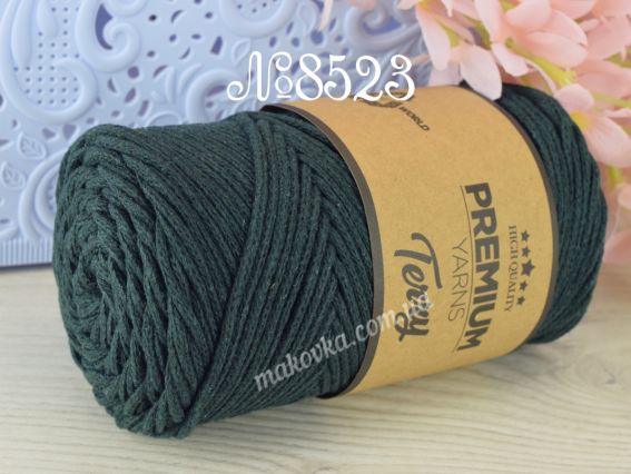 Terry Premium yarns шнур бавовняний макраме  8523 дуже тем. зелений