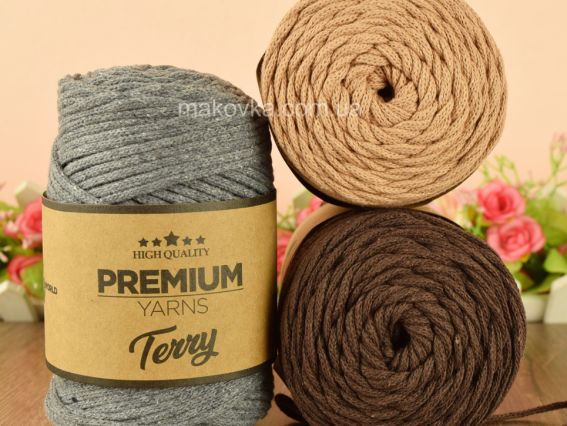 Пряжа-шнур Terry Premium yarns для в'язання килимків, панно, сумок та плетіння макраме
