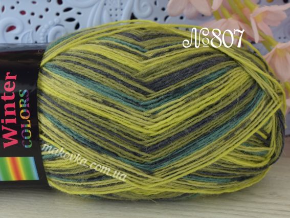 Winter COLORS Premium yarns мериносовая пряжа 807 зелено-салатовий